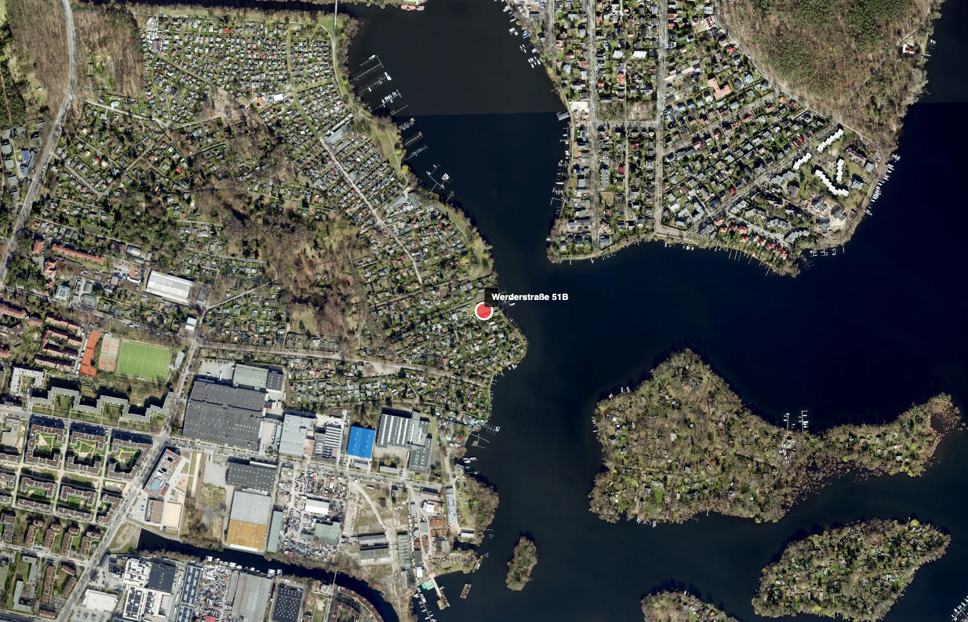 Luftbild: Lage der Marina Valentinswerder an der Havel, Werderstraße 51B